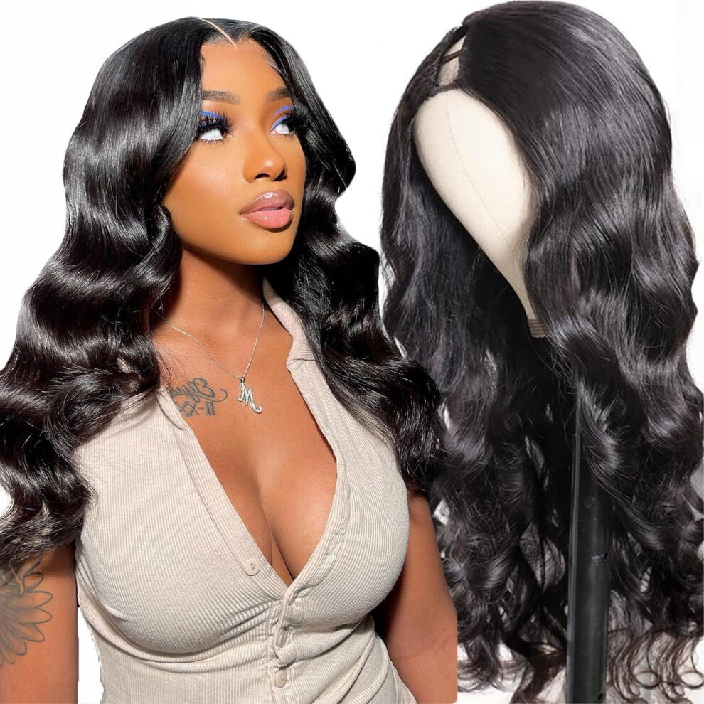 Brazilian U Part Human Hair Wig Body Wave Glueless Beginner Friendly 250% Density 28 Inch