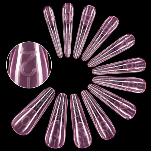 Poly Gel Nail Forms Clear Reusable Dual Forms Acrylic Nail Extension Tips with Length Scale 2