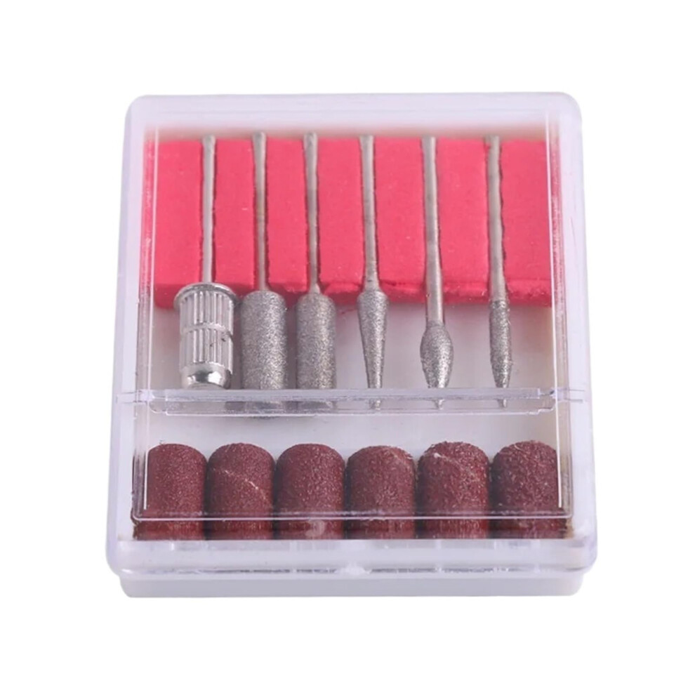 Diamond Nail Drill Bits Set with Sanding Bands, 6Pcs Professional Manicure Pedicure Kit 2.35mm Shank