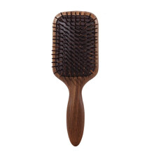 Wooden Hair Brush with AntiStatic Walnut Bristles, Paddle Detangler for Gentle Scalp Massage