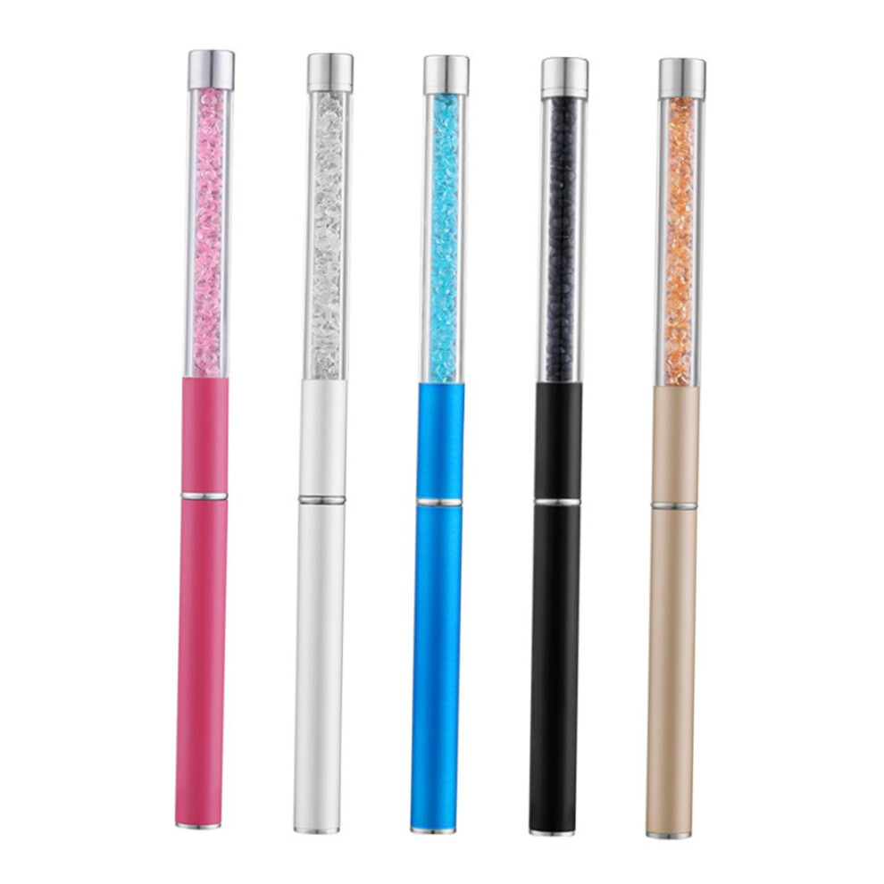 Nail Art Brush Set and Pens 5pcs Acrylic Kit with Rhinestone Handle for Precise Detailing and DIY Manicure