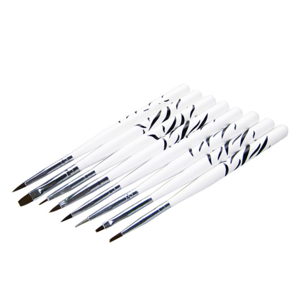 8pcs Professional Nail Art Brush Set for Gel Polish with Fine Detail Tips for French Manicure