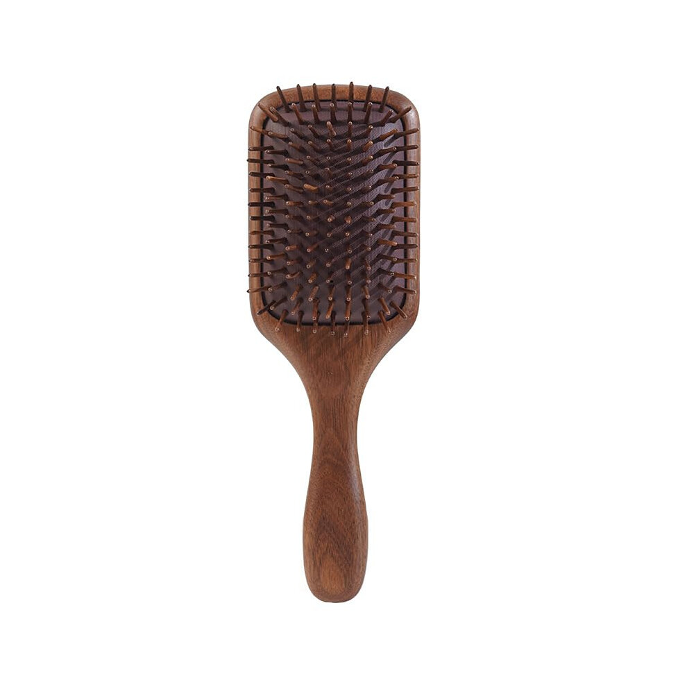 Black Walnut Wooden Paddle Hair Brush With Natural Bristles For Smooth Detangling And Scalp Massage