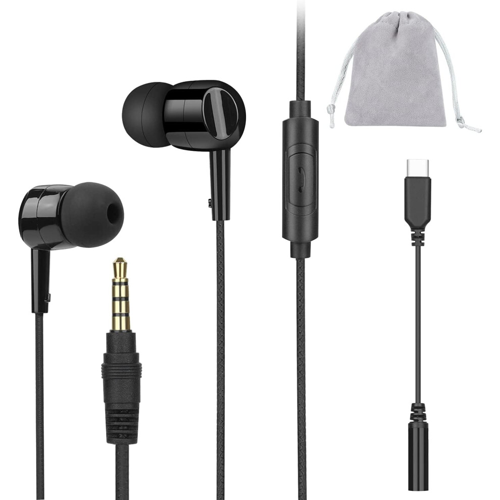 Wired In Ear Headphones With Mic And Type C Adapter Wired Earbuds With 3.5Mm, Hifi Wired Earphone 9048212072843