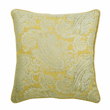 Gele sierkussenhoes 22x22 inch, jacquard geweven paisley-patroon, geschikt voor gele geuren.