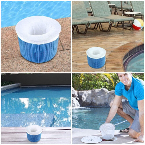 10 Pcs Pool Filter Cleaner Tool Mesh Strainer Slag Net Spa Filtration System White Nylon 2