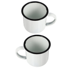 2 Pcs Espresso Cup Enamel Tea Retro Drinking Coffee Mug Concentrate White Travel