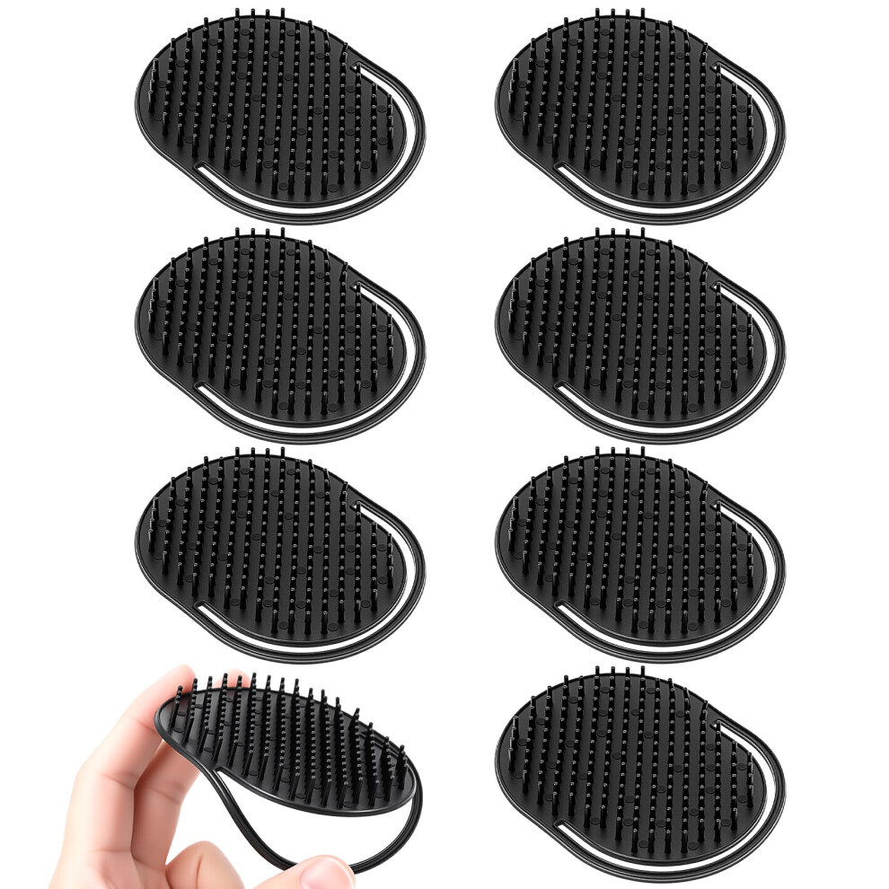 8 Pack Black Palm Comb Set with Scalp Massager Brush, Ergonomic Grip, Travel Pocket Size for Men and Women