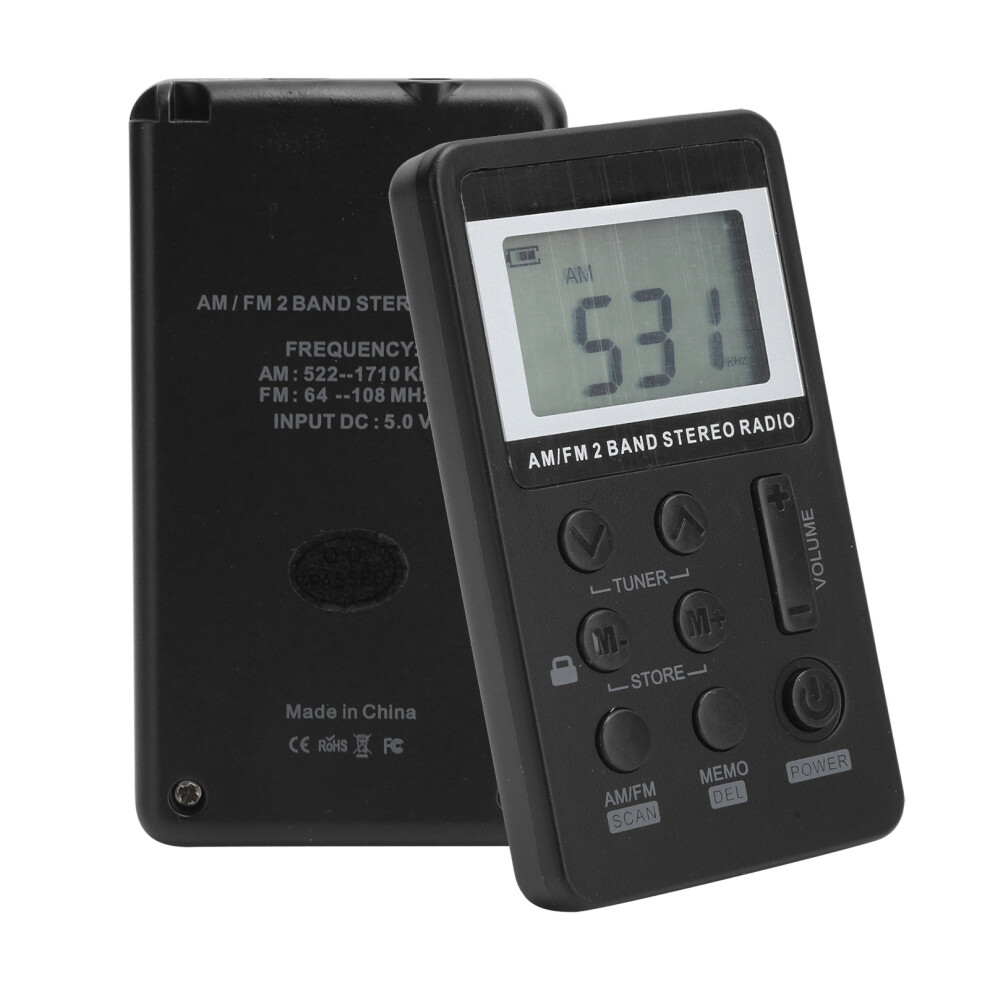 Digital Tuning Portable Radio, High-Quality Reception Mini Fm Stereo Am, Portable Design For Easy Carrying, Jogging, Walking (Black) Black 9433291402382