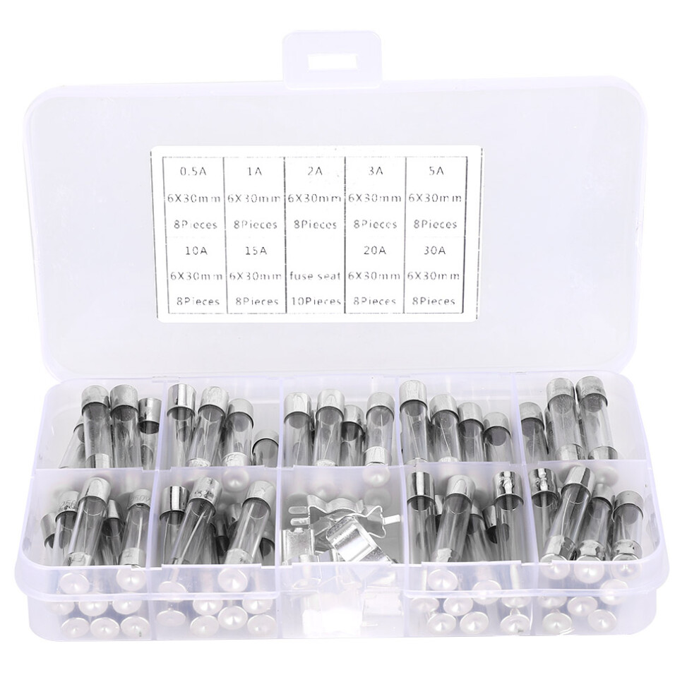 Circuit Guardian: Assorted Kit Of Fast-Blow Glass Fuses, Transparent Glass Tube Ensuring Easy Identification And Circuit Protection For Household 9448196009352