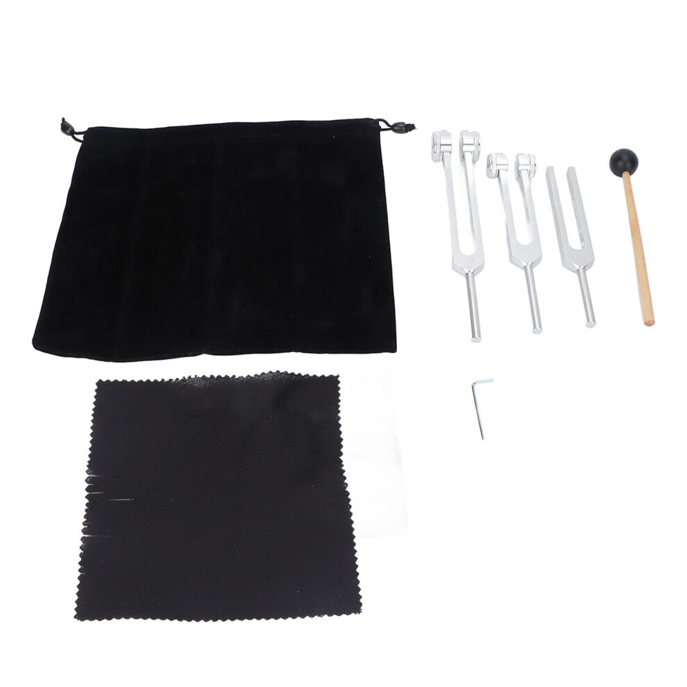 Sound Therapy Tuning Fork Set, Medical Grade 128Hz 256Hz 512Hz Chakra Healing Forks, Durable Material Aluminum Alloy Design, High Accurate Frequency