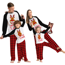 Feriepyjamas til kvinder og mænd, matchende familie julepyjamas, varmt og hyggeligt pyjamassæt med lange ærmer, superblødt og behageligt stof i