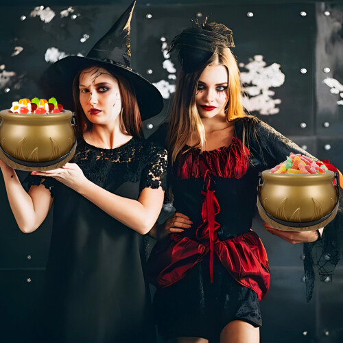 Κουβάς με γλυκά για το Halloween, πλαστικός κουβάς με γλυκά με λαβή για βραδιά με 1