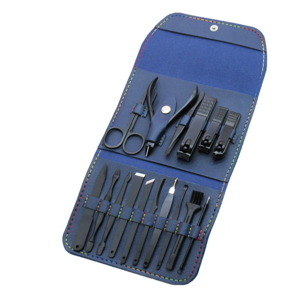 Professional Manicure and Pedicure Set Stainless Steel Nail Clippers Kit with Travel Case 16Pcs