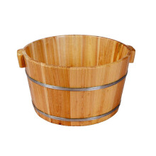 Wooden Foot Bath Tub with Deep Basin Design, Natural Wood Comfort Foot Soak Bucket for Home Spa