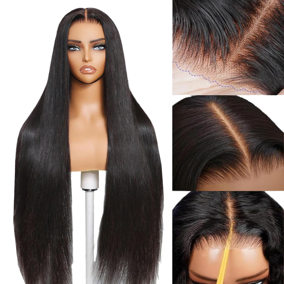 Unisex 28 Inch Straight Glueless Human Hair Wig 200 Density Pre Cut Hd Lace Front Readytowear For Women