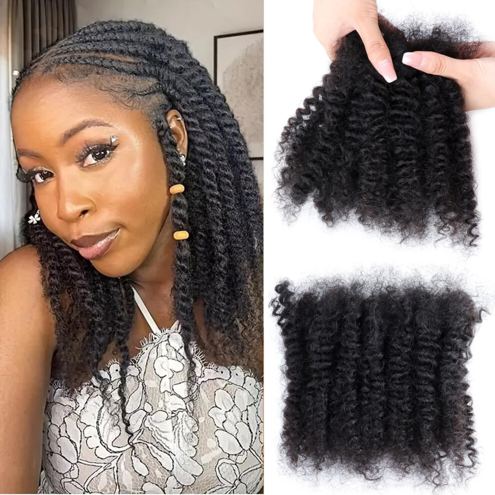 Unisex Afro Kinky Human Hair Bulk For Twists Braids Locs Natural Texture Dyed Bleached Ready 8 Inch 30G
