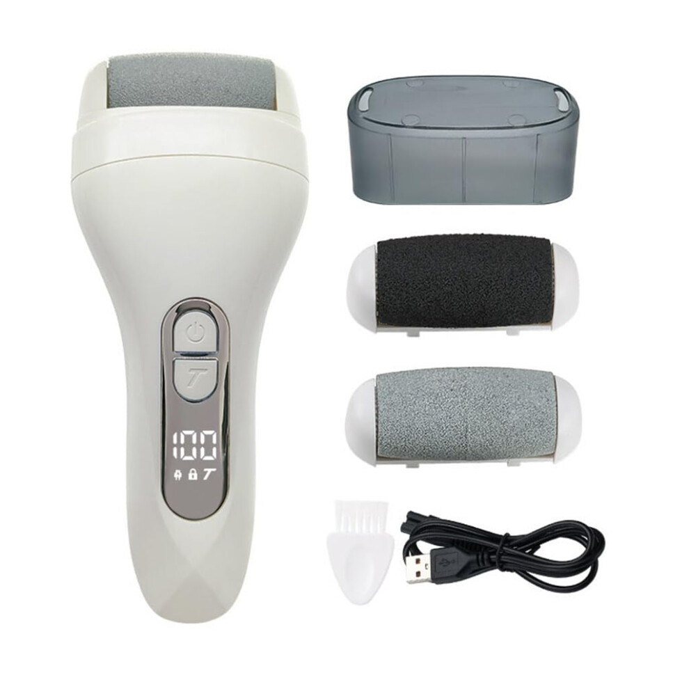 Gray Electric Foot File Rechargeable Callus Remover With Digital Display, Cordless Pedicure Tool