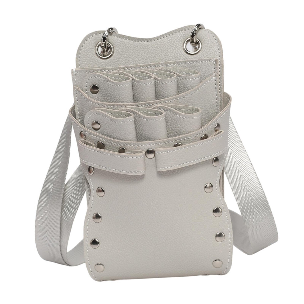 Pu Leather Hairdressing Scissors Pouch With Adjustable Belt, Professional Barber Tool Bag White 9450606020314