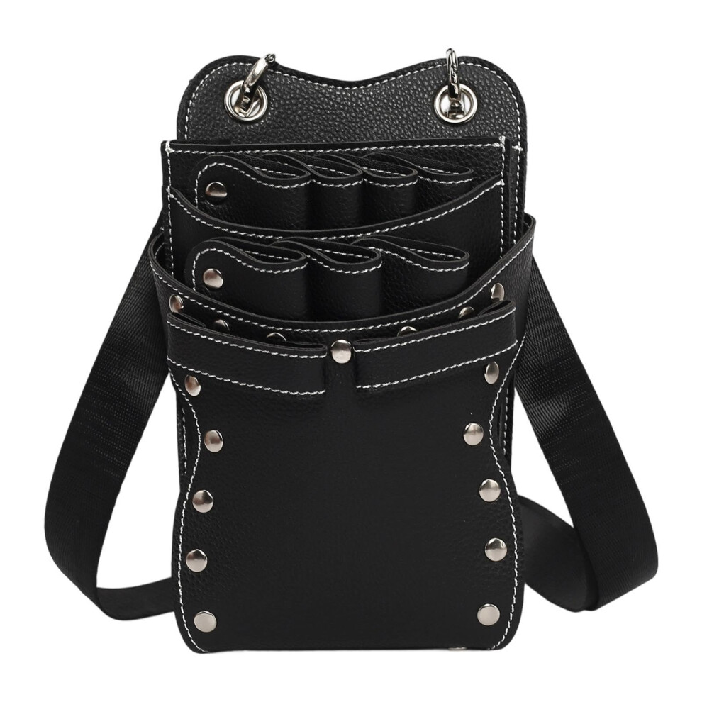 Hairdresser Tool Belt Pu Leather Barber Scissor Pouch With Multipocket Storage Adjustable Strap Black 9450606020420