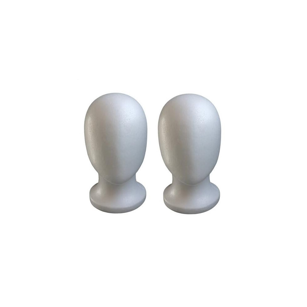 Unisex White 2Pcs Foam Wig Stand Mannequin Head With Realistic Dimensions And Stable Base For Wigs And Hats