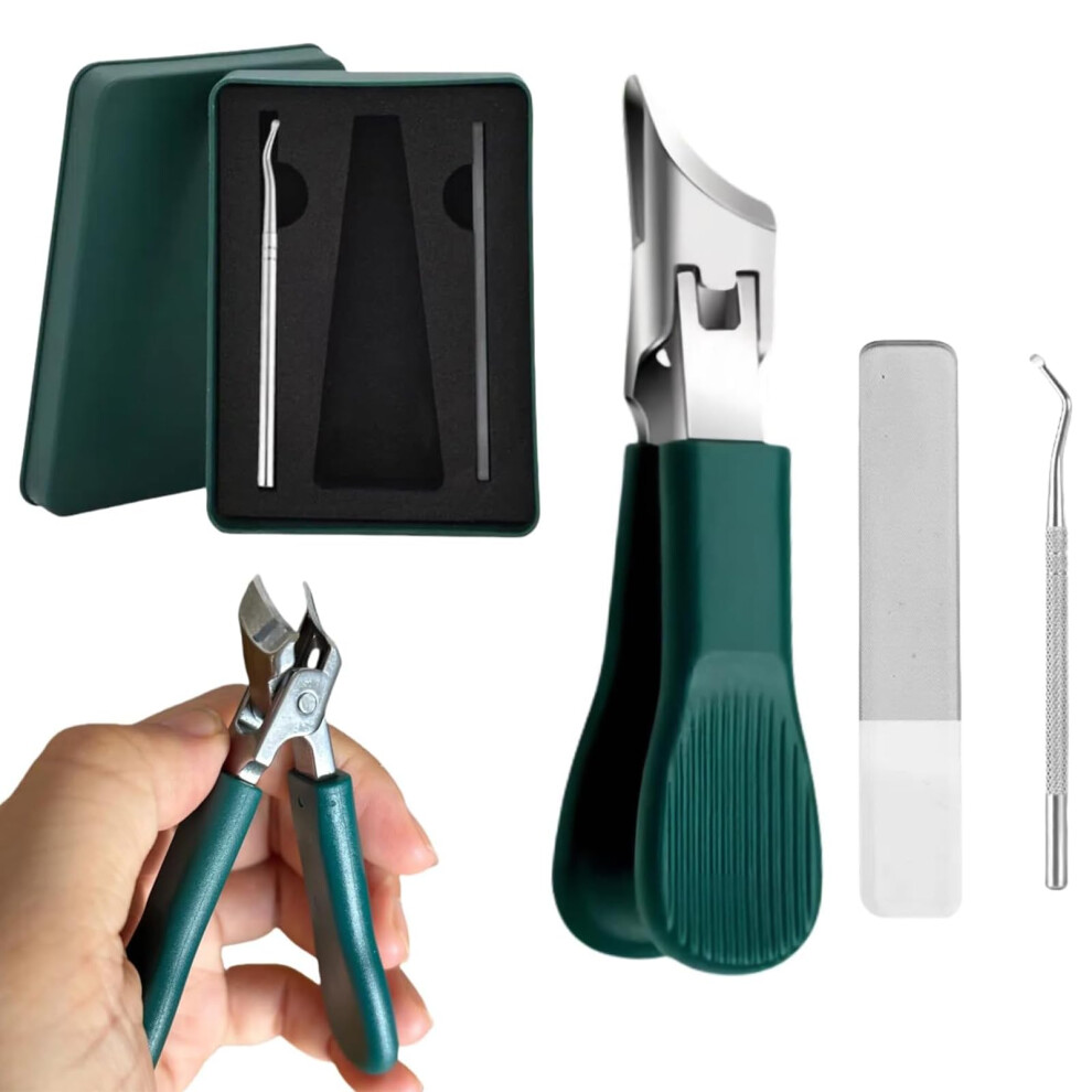 Wide Jaw Nail Clippers for Thick Nails with Precise Curved Cutting and Ergonomic NonSlip Handles