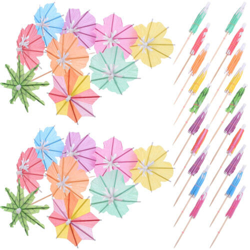 150Stk Farbige Mini-Papier- Cocktail- Und Dessertpicker