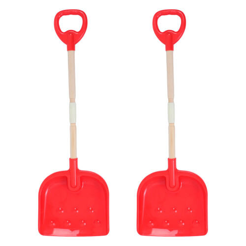 2Stk Kinder Schneeschaufel Mit Holzgriff Rote Plastik Schneeräumer