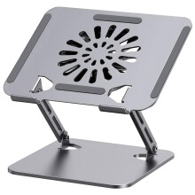 Laptop Cooling Stand with Adjustable Height, USB Fan, Carbon Steel Base for 10–17 Inch Devices