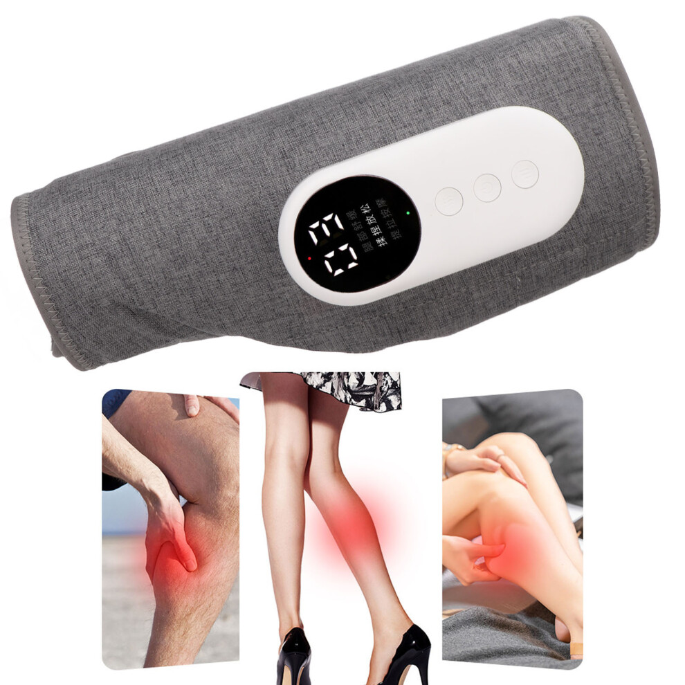 Gray Heating Calf Leg Massager Wrap - Vibration, Air Compression, Battery 1800Mah,