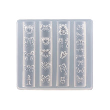 Nail Art Silicone Mold with Bowknot Design for Resin Nail Decorations, Reusable and Easy Demolding