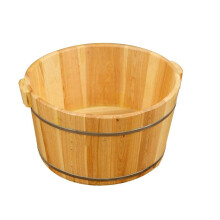 Wooden Foot Soak Tub Solid Wood Heat Retention Barrel for Home Spa and Pedicure Basin 21cm