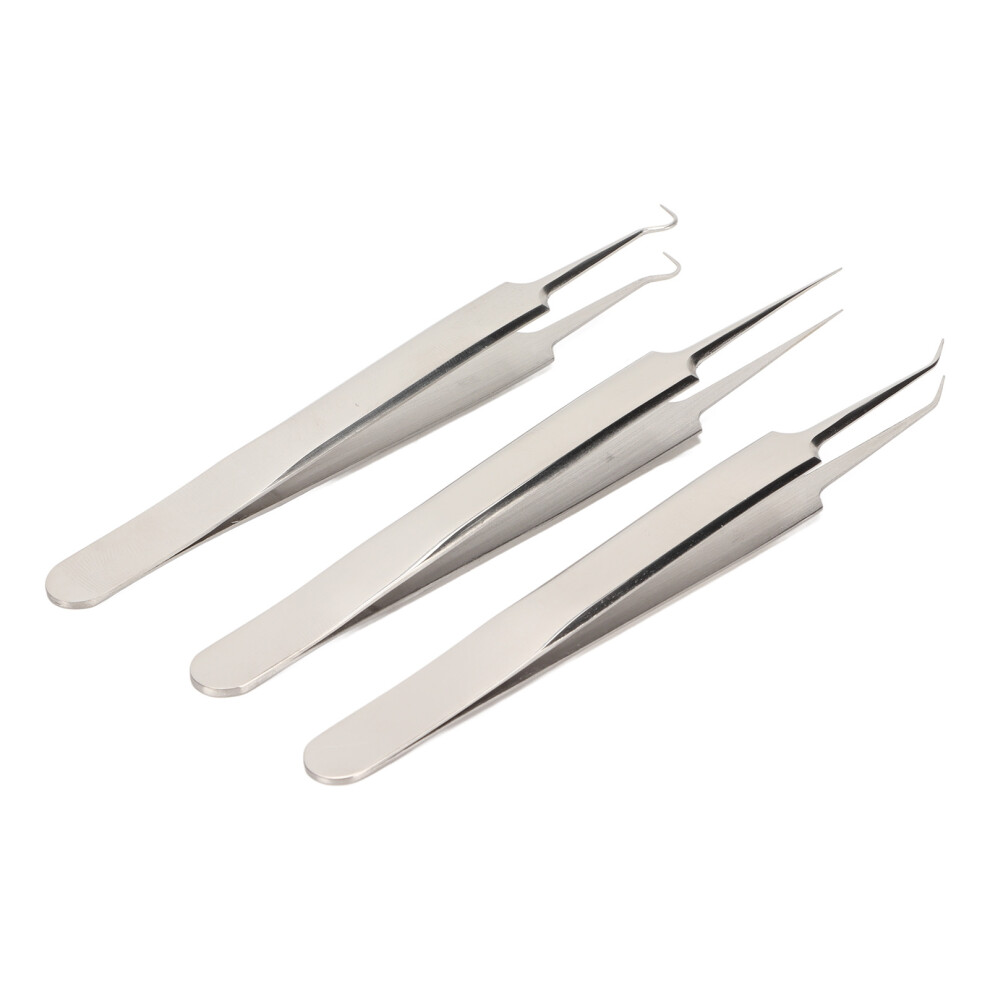 3pcs Stainless Steel Blackhead Tweezers Set for Whiteheads & Pimples