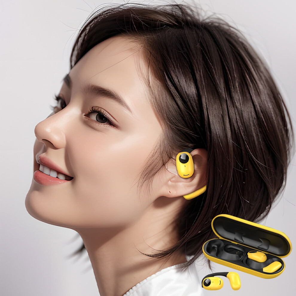 Avtoify Bluetooth 5.3 Headphones, Type-C Fast Charging, Noise Reduction, Low Latency, Ultra-Long Battery, Wireless Sports Headset Yellow 9048212079699