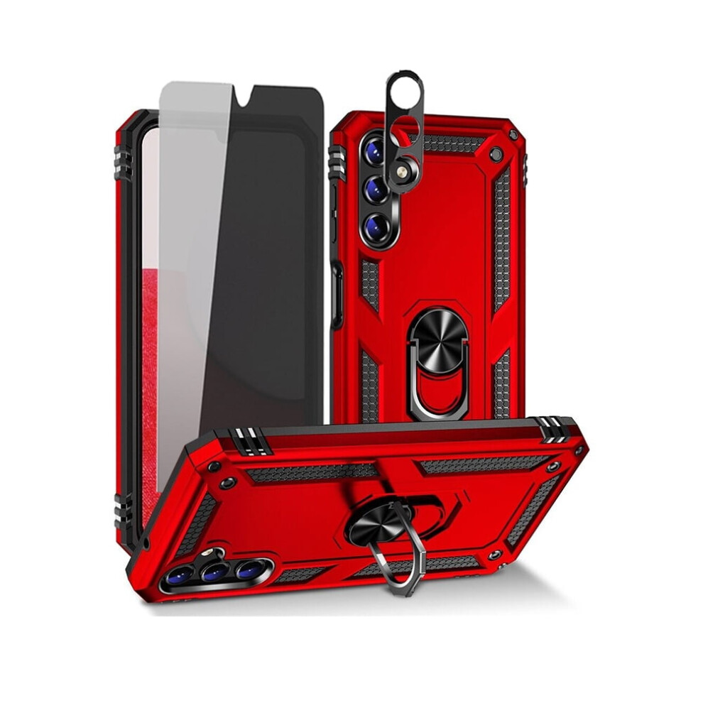 Xhy Compatible With Samsung Galaxy A14 5G Case, Privacy Screen, Lens Protector, Magnetic Ring Mount, Kickstand, Military-Grade, Red 9048212203322