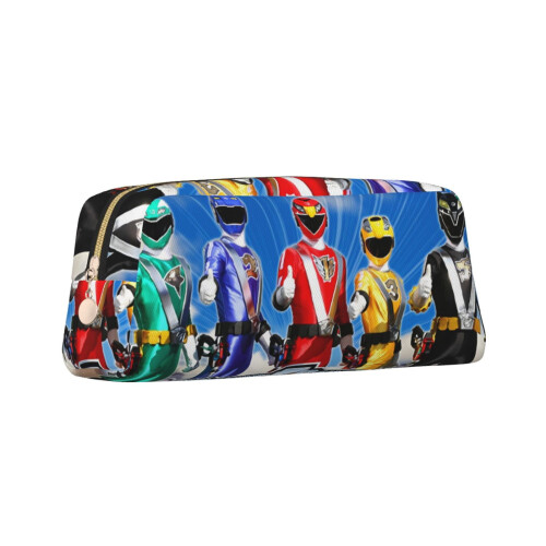 Δερμάτινη κασετίνα Power Rangers με μικρή θήκη με φερμουάρ, Χρυσή/Ασημί - Συμβατή με 1