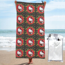 Hello Kitty Weihnachts-Mikrofaser-Badetuch – weich, schnelltrocknend und tragbar für Reisen, Schwimmen, Sport und Strand (80 x 160 cm)