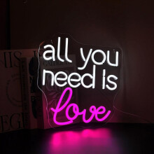 Letreiro de néon "Tudo o que você precisa é amor", Letreiros de néon para decoração de parede, Letreiros de LED de néon para quarto, Letreiros