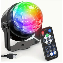 1 Bola de Discoteca RGB Ativada por Som - 7 Modos, Controle Remoto, Ideal para Casa, Festas Dançantes, Bares, Karaokê, Casamentos e Muito Mais!