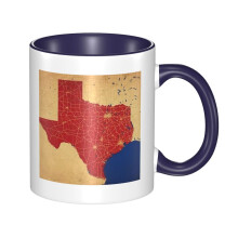 Caneca de café e chá fofa com mapa e bandeira do Texas - Canecas de cerâmica para homens e mulheres