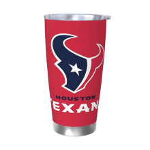 Copo térmico de aço inoxidável de 590 ml (20 oz) com tema do time de futebol americano Texans, com tampa e canudo, compatível com porta-copos de