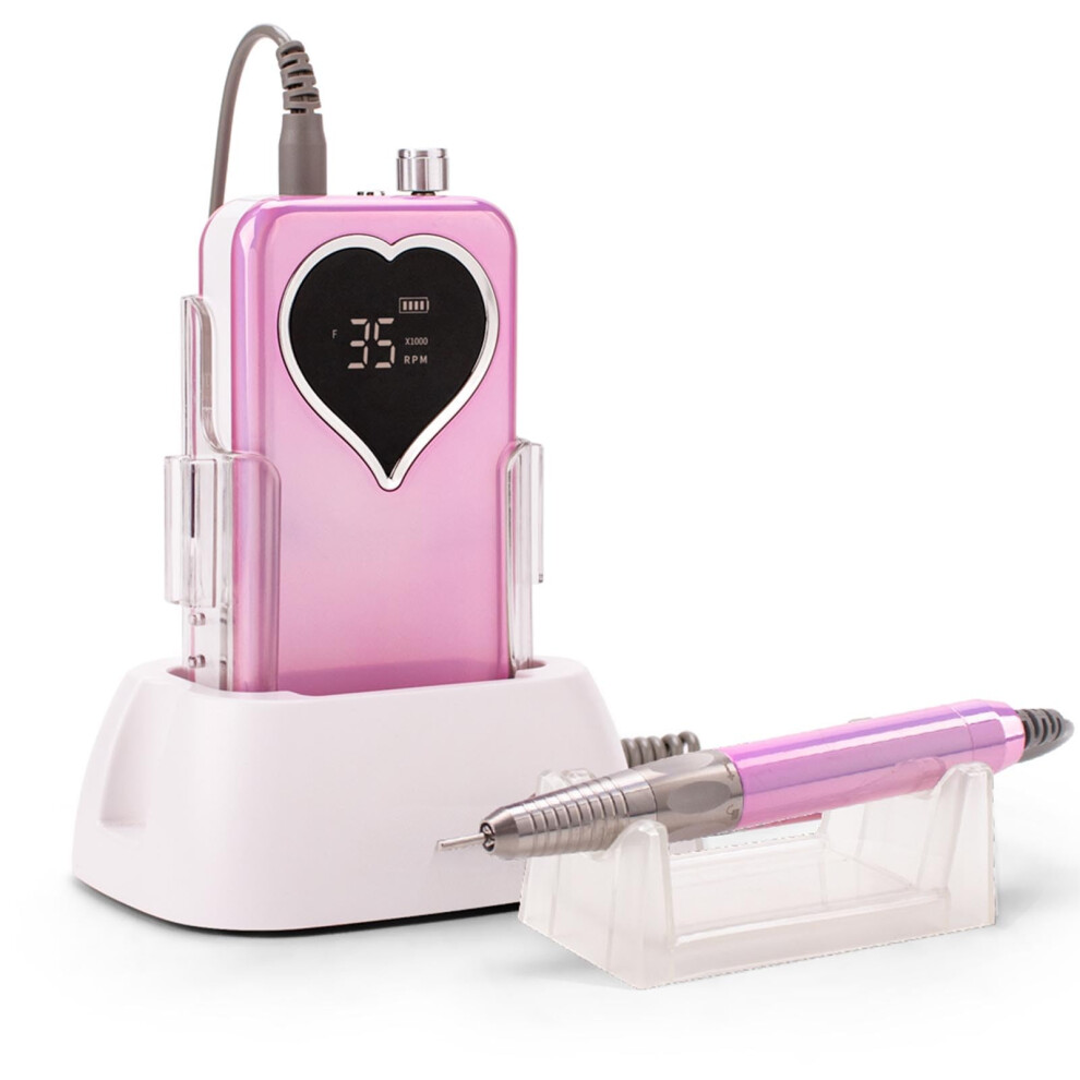 Electric Nail Drill 35000 RPM Rechargeable with LCD Display, 6 Bits Professional Nail File for Acrylic Gel Nails