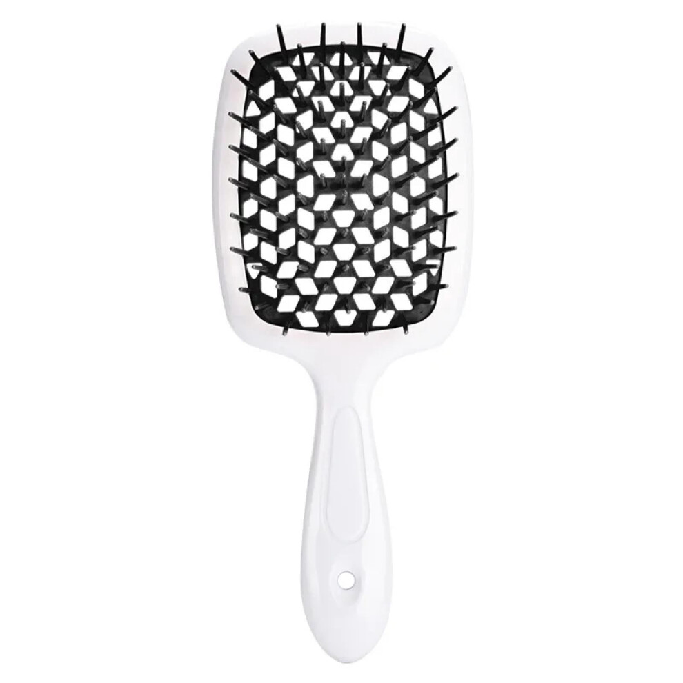 White/Black Detangling Vent Hair Brush With Antifrizz Ionic Bristles For Wet And Dry Hair,