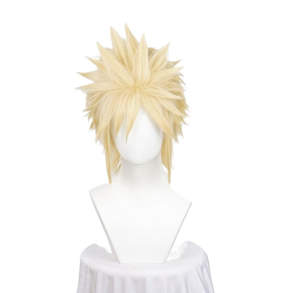 Cloud Strife Cosplay Wig Heat Resistant Synthetic Anime Wig with Cap for Halloween and Parties
