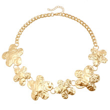 Semplice collana in metallo dorato con ciondolo a fiore geometrico patchwork creativo, gioiello regalo per donne e ragazze