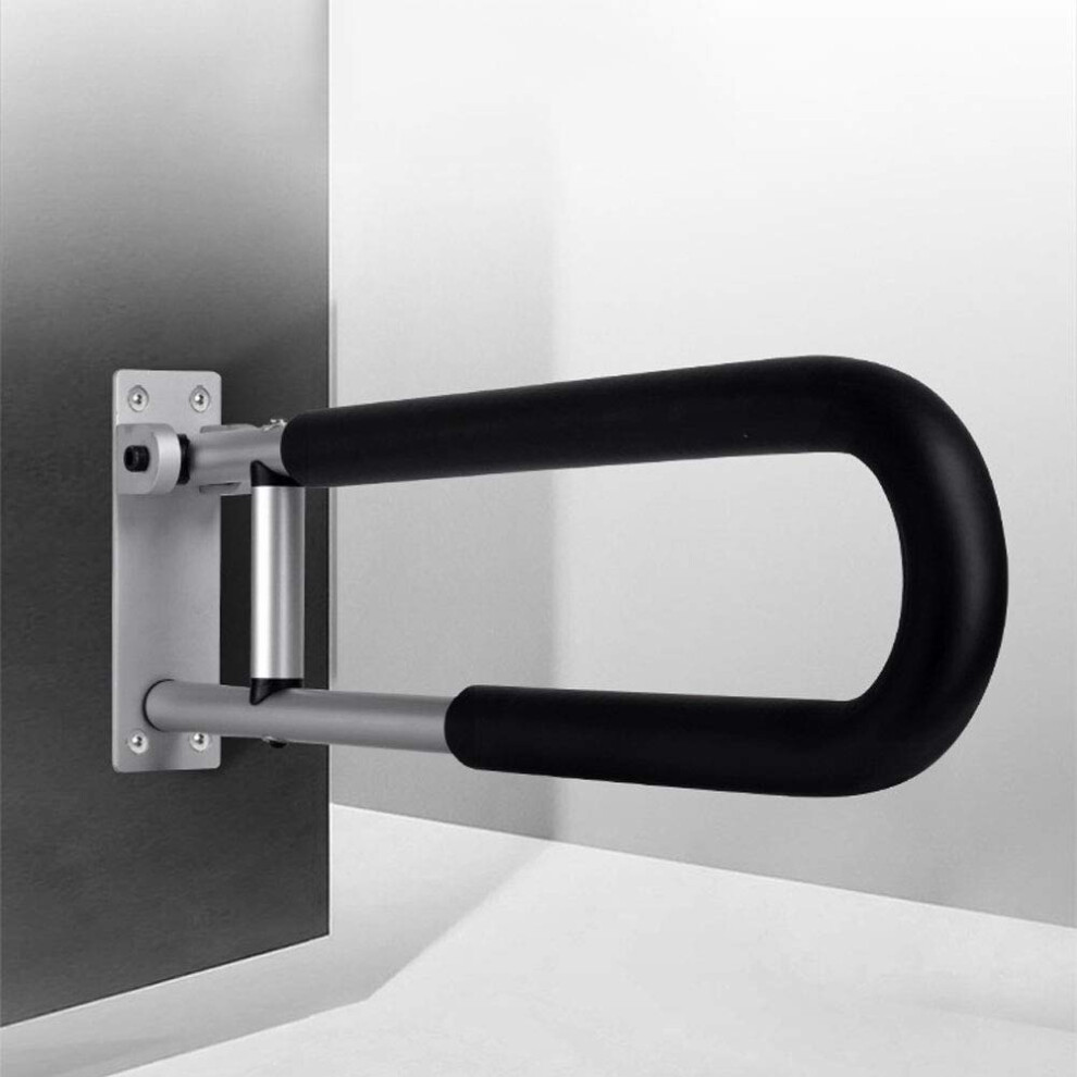 Toilet Grab Bar with AntiSlip Sponge, Folding Wall Mount Safety Rail for Elderly, Aluminum 60cm