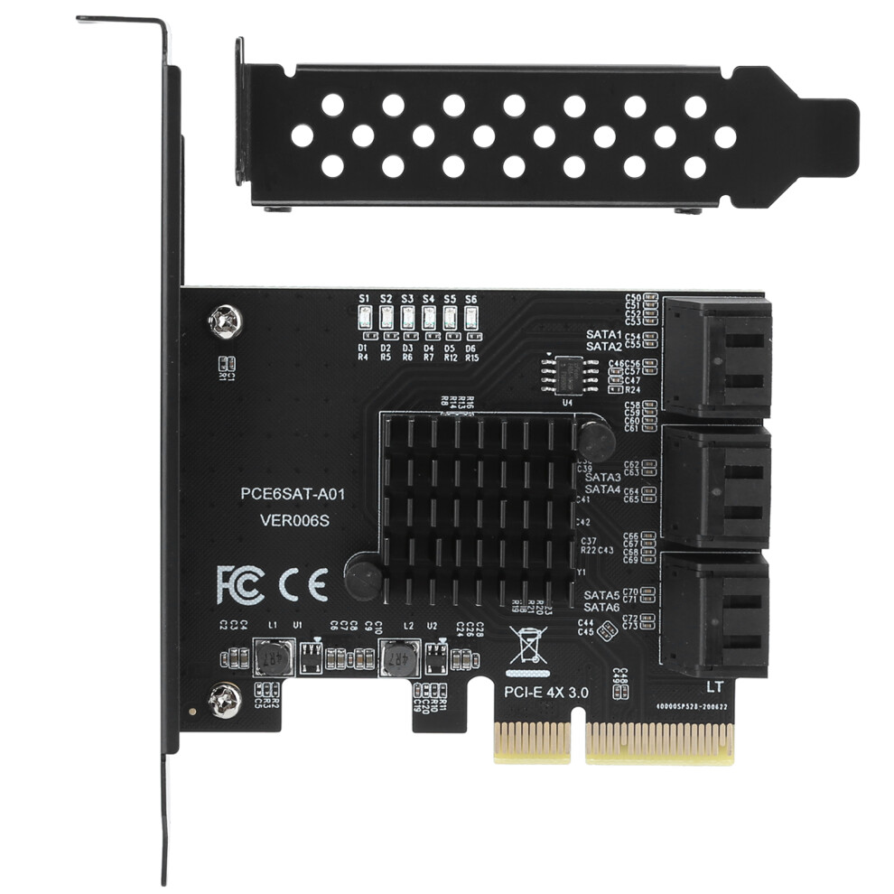 High Performance Pcie Sata Controller Card With 6-Port 6Gbps Interface, Excellent Heat Dissipation For Stable Operation, Led Activity Monitoring, 9009791586718