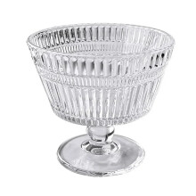 Ice Cream Bowl Set of 2 Vintage Embossed Clear Glass Dessert Cups for Yogurt Oatmeal Breakfast