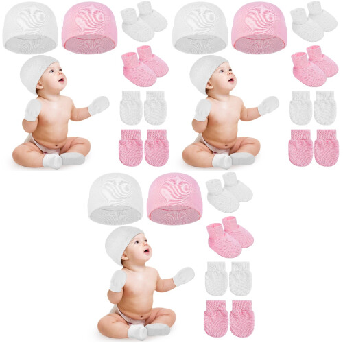 6Ensembles Ensemble Bonnets Et Moufles Bébé Coton 2
