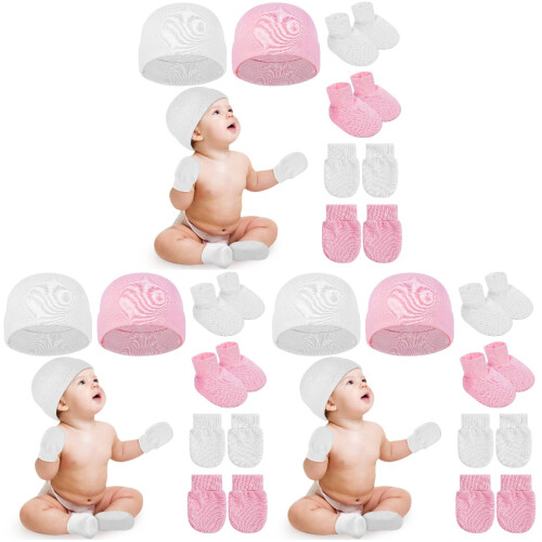 6Ensembles Ensemble Bonnets Et Moufles Bébé Coton 1